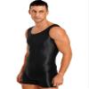 dPois Men's Shiny Glossy Tank Tops Slim Fit Wrestling Singlets Bodysuit Seamless Leotard Jumpsuits Black Large view 3