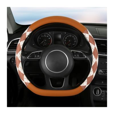 FUERU Car Steering Wheel Cover Set Car Steering Wheel Cover D Type Ice Silk Leather Fashion Beautiful Car Interior Creative Gift (Color : 5#)