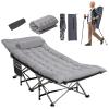 LOENIY Wide Folding Camping Cots with Pillow & Extra Thick Matress, Cots for Sleeping 900 LBS, Camping Bed for Adults with Cushion, Sleeping Cot (Grey) view 1