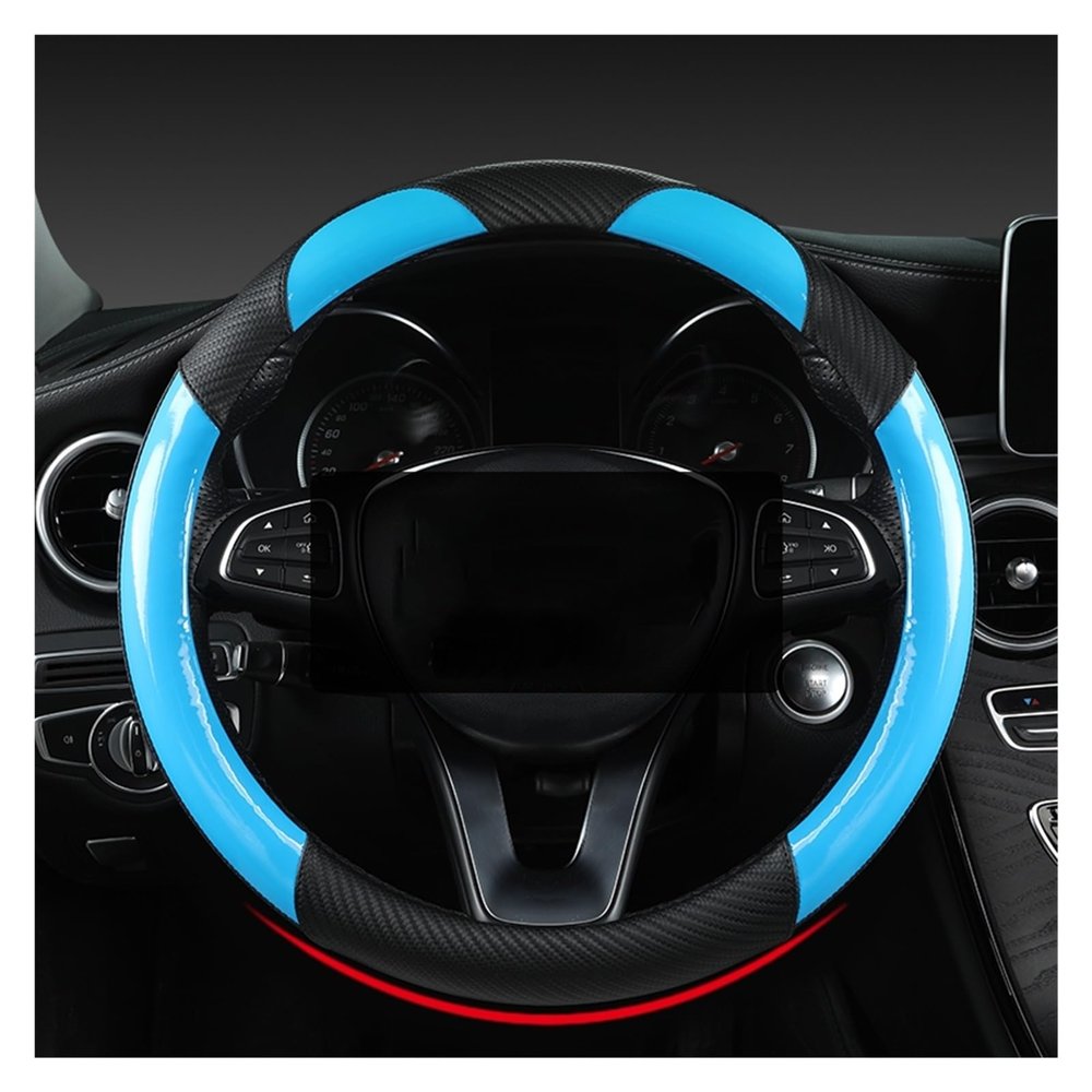 FUERU Car Steering Wheel Cover Set Universal Car Steering Wheel Cover Carbon Fiber Leather Comfort Shock-Absorbing Car Interior (Color : 3#)
