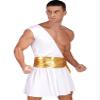 YiZYiF Men Gladiator Uniform Role Play Sexy Plaid One Shoulder Knight Warrior Skirt Suspender Outfit White Small view 2