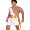 YiZYiF Men Gladiator Uniform Role Play Sexy Plaid One Shoulder Knight Warrior Skirt Suspender Outfit White Small view 4