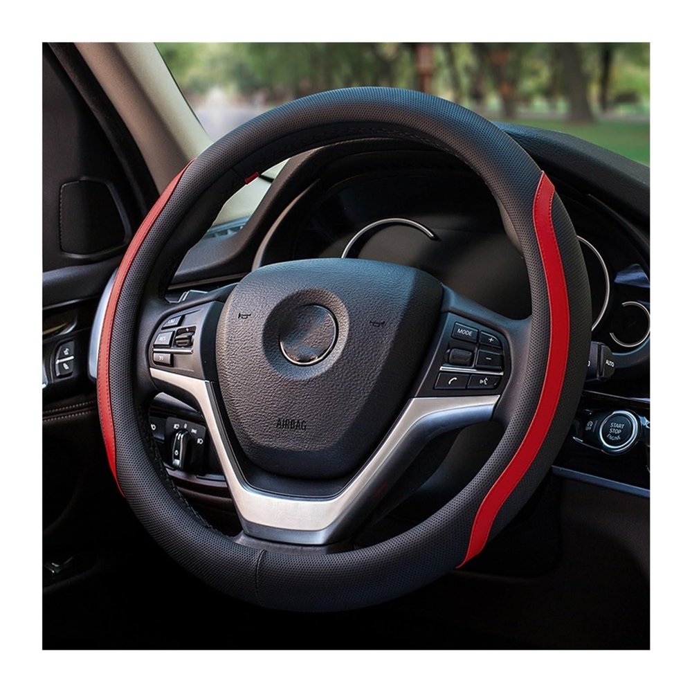 FUERU Car Steering Wheel Cover Set Universal Car Steering Wheel Cover Real Leather Ultra-Thin Fit Delicate Car Interior (Color : 1#)