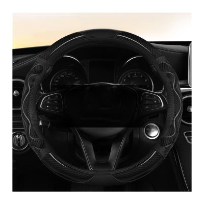 FUERU Car Steering Wheel Cover Set Car Steering Wheel Cover D Type Carbon Fiber Leather Four Seasons Universal Exquisite Car Interior (Color : 3#)