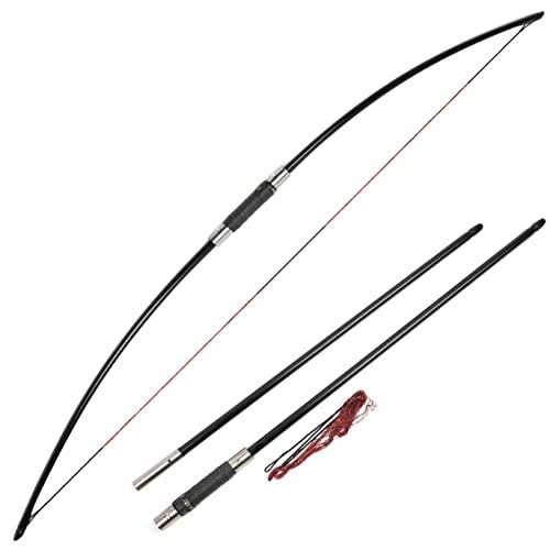 AMEYXGS 64 Inch Archery Traditional Longbow 25-120lbs Hunting English Longbow Takedown Recurve Bow for Right Hand Left Hand Adult Outdoor Sports (115 Lbs)