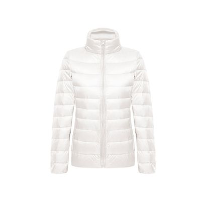 WSLCN Women Down Jacket Lightweight Duck Down Quilted Stand Collar Puffer Jacket White 2XL