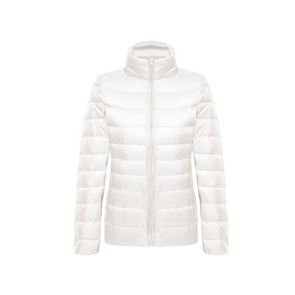 WSLCN Women Down Jacket Lightweight Duck Down Quilted Stand Collar Puffer Jacket White 2XL