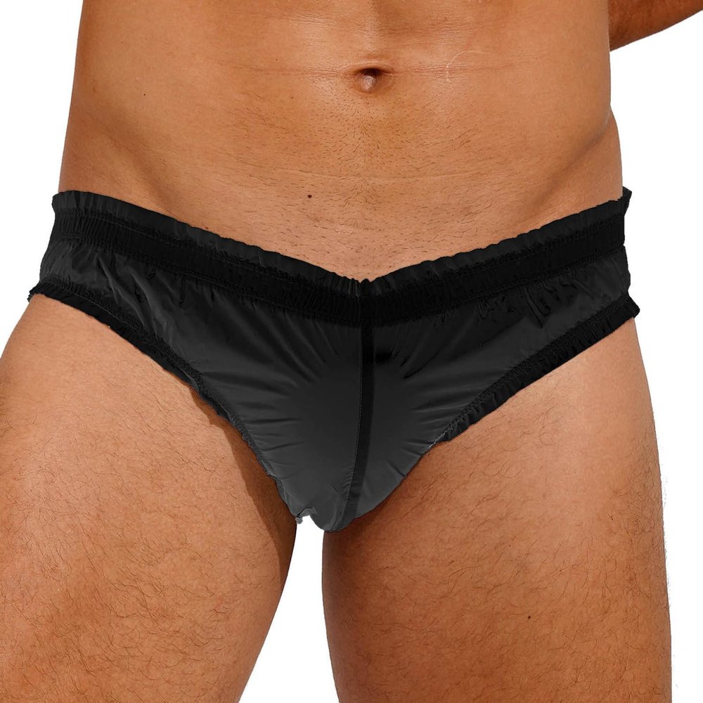 ACSUSS Mens Swim Trunk Briefs Bikinis Elastic Waistband Underwear Swimming Shorts Sleep Beachwear Black XX-Large