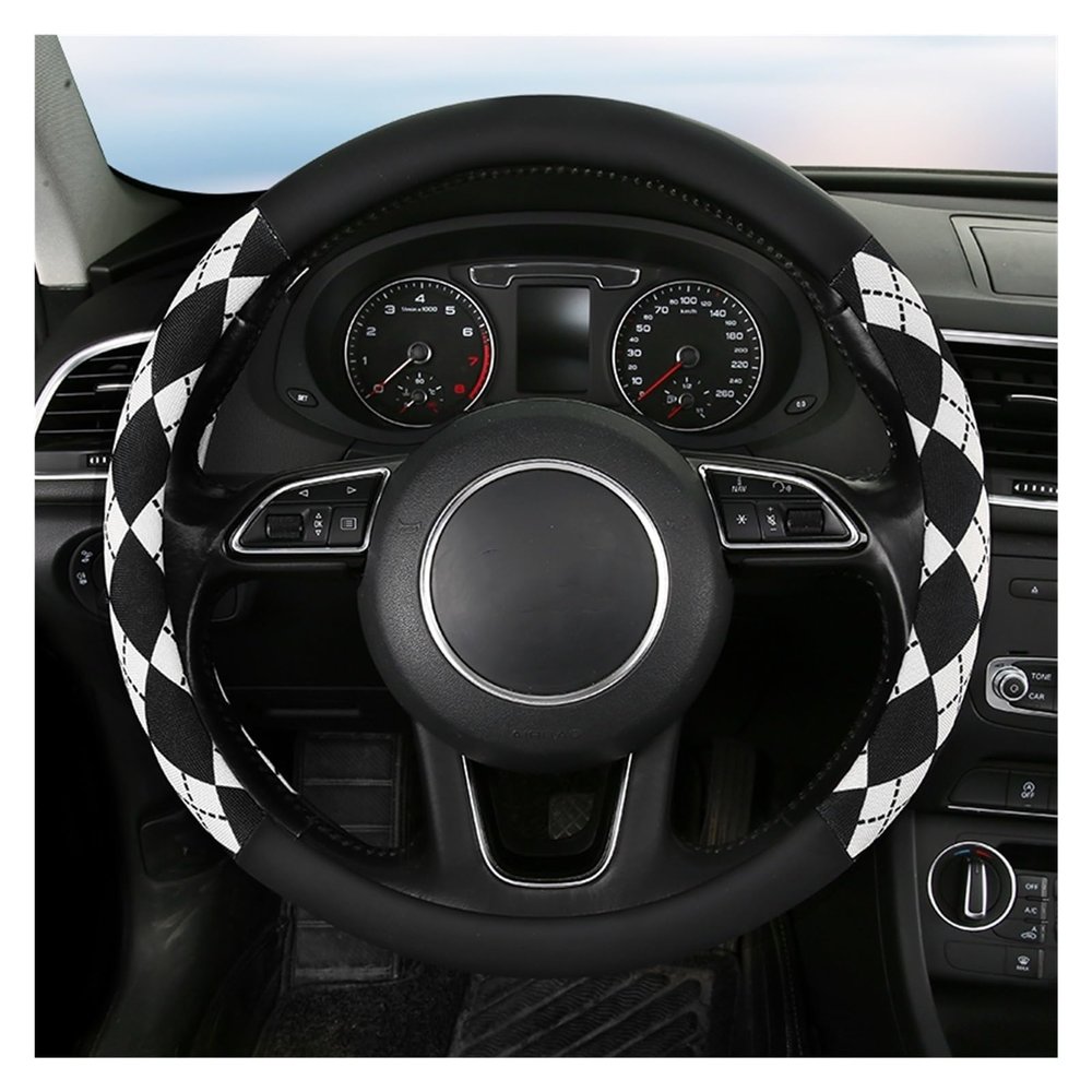 FUERU Car Steering Wheel Cover Set Universal Car Steering Wheel Cover Ice Silk Leather Waterproof and Sweatproof Delicate Car Interior (Color : 3#)