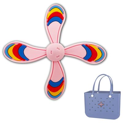 TOYORK Bag Charms for Bogg Bag Accessories,Decoration Charm for Bog Bag Original Models Rubber Beach Tote (Pink Windmill)
