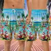 228CLOSET Santa Surfing Men's Swim Trunks - Summer Beach Hawaiian Shorts for Men, Men's Summer Bathing Shorts Set 32 Size Size 3XL view 3