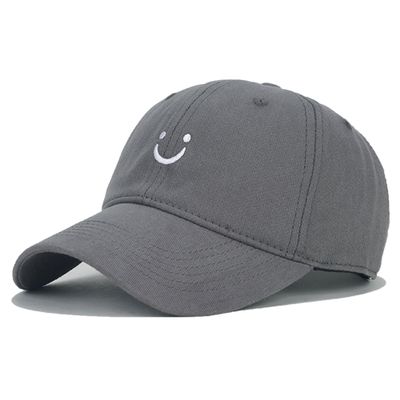 Umeepar Smile Face Baseball Cap for Women Men Adjustable Low Profile Unstructured Cotton Dad Hat (US, Alpha, One Size, Grey)