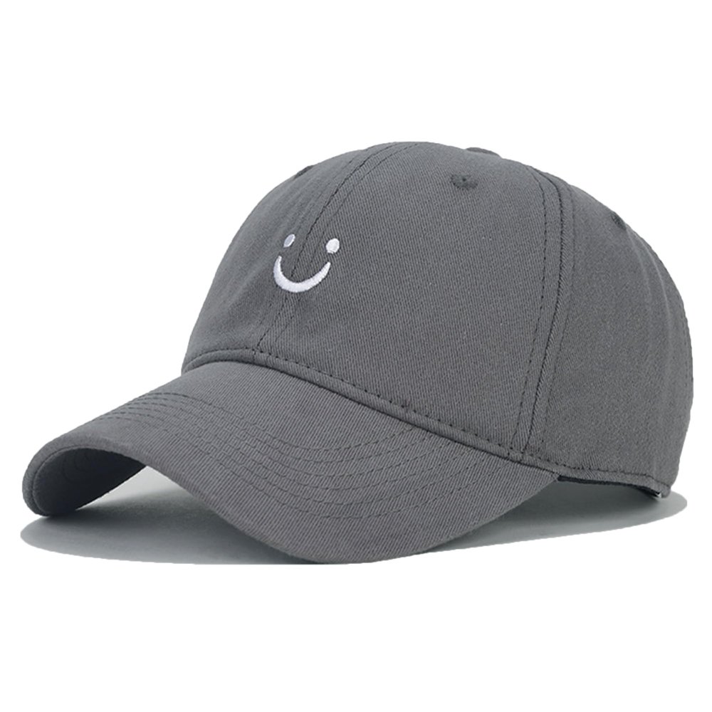 Umeepar Smile Face Baseball Cap for Women Men Adjustable Low Profile Unstructured Cotton Dad Hat (US, Alpha, One Size, Grey)