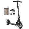 GLDDFDG Folding Scooter for Adults, Commuter Kick Scooter 300 lbs Capacity, Big Wheels Scooters for Kids 8 Years and up, Adjustable Height, Aluminum,Black view 1