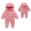 YMYDYFC Baby Fleece Hooded Romper Winter Outwear Jumpsuit Snowsuit Bear Ear Outfits for Boys Girls A-Pink 0-3 Months59CM view 1