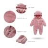 YMYDYFC Baby Fleece Hooded Romper Winter Outwear Jumpsuit Snowsuit Bear Ear Outfits for Boys Girls A-Pink 0-3 Months59CM view 2