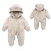YMYDYFC Baby Fleece Hooded Romper Winter Outwear Jumpsuit Snowsuit Bear Ear Outfits for Boys Girls A-Beige 3-6 Months66CM view 1