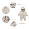 YMYDYFC Baby Fleece Hooded Romper Winter Outwear Jumpsuit Snowsuit Bear Ear Outfits for Boys Girls A-Beige 3-6 Months66CM view 2