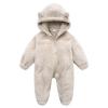 Baby Fleece Hooded Romper Winter Outwear Jumpsuit Snowsuit Bear Ear Outfits for Boys Girls A-Beige 6-9 Months73CM view 3