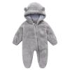 YMYDYFC Baby Fleece Hooded Romper Winter Outwear Jumpsuit Snowsuit Bear Ear Outfits for Boys Girls A-Gray 3-6 Months66CM view 3