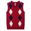 BOBOYOYO Boys Argyle Sweater Vest 100% Cotton V-Neck Vest Kids Uniform Sleeveless Sweaters for Children 5-12Y view 1