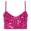 DRHOM Girls Sequins V Neck Dance Tops Straps Jazz Latin Hip Hop Modern Dance Bra Vest Shirt Stage Performance Costume (Rose Red, 6-8) view 1