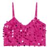 DRHOM Girls Sequins V Neck Dance Tops Straps Jazz Latin Hip Hop Modern Dance Bra Vest Shirt Stage Performance Costume (Rose Red, 6-8) view 2