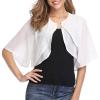 Lifup Women's Soft Chiffon Shawl Wraps Shrug for Evening Dresses Wedding Capes Cover Up White Medium view 1