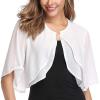 Lifup Women's Soft Chiffon Shawl Wraps Shrug for Evening Dresses Wedding Capes Cover Up White Medium view 3