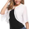 Lifup Women's Soft Chiffon Shawl Wraps Shrug for Evening Dresses Wedding Capes Cover Up White Medium view 4