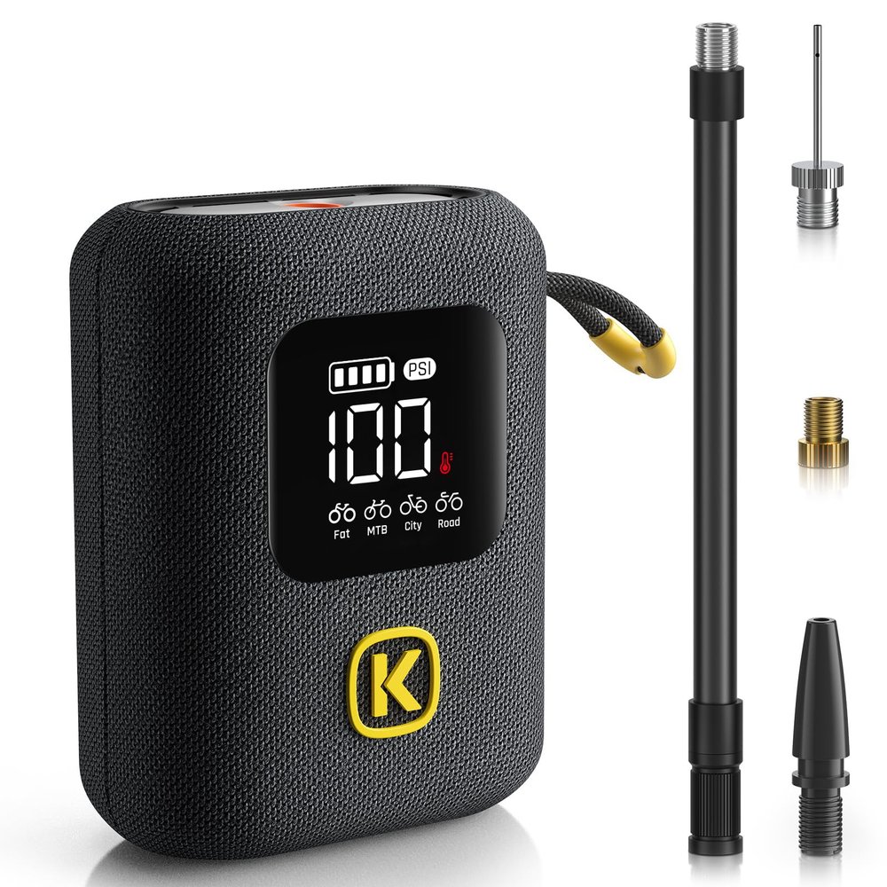 Fanttik X8 Ace Bike Pump 150PSI Fast Portable Tire Inflator, Cordless Rechargeable Electric Bicycle Air Pump, Auto Stop, with Presta and Schrader Valve for Fat, Mountain Bike, City Bike, Road Bike