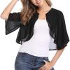 Lifup Women's Soft Chiffon Shawl Wraps Shrug for Evening Dresses Wedding Capes Cover Up Black Medium view 2