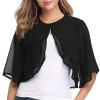 Lifup Women's Soft Chiffon Shawl Wraps Shrug for Evening Dresses Wedding Capes Cover Up Black Medium view 4