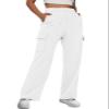 AUTOMET Womens Cargo Sweatpants Baggy Fleece High Waisted Joggers Sweat Pants Athletic Drawstring Casual Wide Leg Loose Fit Fall Pants with Pockets 2026 White M view 1