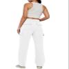 AUTOMET Womens Cargo Sweatpants Baggy Fleece High Waisted Joggers Sweat Pants Athletic Drawstring Casual Wide Leg Loose Fit Fall Pants with Pockets 2026 White M view 2