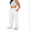 AUTOMET Womens Cargo Sweatpants Baggy Fleece High Waisted Joggers Sweat Pants Athletic Drawstring Casual Wide Leg Loose Fit Fall Pants with Pockets 2026 White M view 3