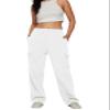 AUTOMET Womens Cargo Sweatpants Baggy Fleece High Waisted Joggers Sweat Pants Athletic Drawstring Casual Wide Leg Loose Fit Fall Pants with Pockets 2026 White M view 4
