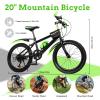 20" Child Bike with Compass, 7-Speed Mountain Bike with Disc Brake High Carbon Steel Bicycle Green City Bike 85KG Max.Load for 7-13 Years Old Unisex Kids view 3