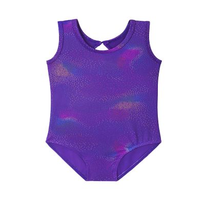 HOZIY Little Girls Gymnastics Leotards 8-9 9-10 8-10 Year Old Dark Purple Multicolored Colorful Sparkle Tumbling Outfits Kids Leo Tank Sleeve Bodysuits