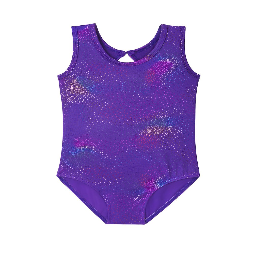 HOZIY Little Girls Gymnastics Leotards 8-9 9-10 8-10 Year Old Dark Purple Multicolored Colorful Sparkle Tumbling Outfits Kids Leo Tank Sleeve Bodysuits