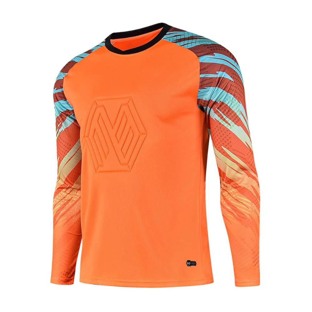 DRHOM Youth Boys Padded Protection Football Goalkeeper Jersey Long Sleeve Goalie Shirt Training Soccer Uniform (as1, Numeric, Numeric_11, Regular, Orange)