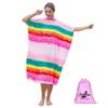 Catalonia Absorbent Surf Poncho Men Women, Quick Dry Towel Changing Poncho, Hooded Towel Poncho Adult, Changing Robe for Beach Surfing Swimming, Rainbow view 1