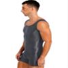 Agoky Men's High Elastic Shiny Oil Glossy Silky Bodysuit Sleeveless Short Jumpsuits Tight Swimsuit Grey Large view 2