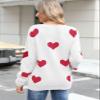 Drvitor Womens Pullover Sweaters Long Sleeve Crewneck Casual Pullover Cute Heart Pattern Knitted Sweater (White&Red,Large) view 3