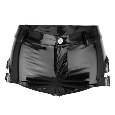 AGJGFM Sexy Women's Shiny Wetlook PVC Leather Hot Shorts Metallic Dance Bottoms