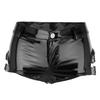 AGJGFM Sexy Women's Shiny Wetlook PVC Leather Hot Shorts Metallic Dance Bottoms view 1