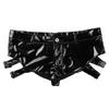 AGJGFM Sexy Women's Shiny Wetlook PVC Leather Hot Shorts Metallic Dance Bottoms view 3