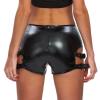 AGJGFM Sexy Women's Shiny Wetlook PVC Leather Hot Shorts Metallic Dance Bottoms view 3
