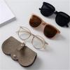 Callancity Soft Leather Sunglasses Bag, Portable Leather Eyeglasses Holder Pouch Travelling Eyeware Organizer Glasses Case (Orange+Khaki) view 4
