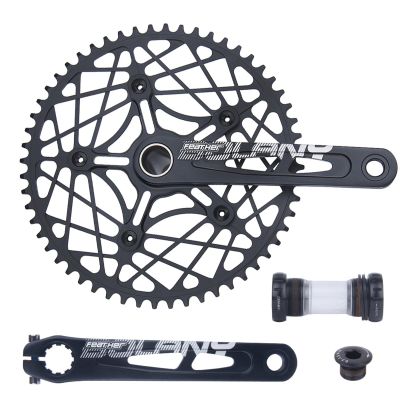 170mm 130BCD Five Claw Folding Bicycle Crankset Hollow Integrated Crank Arm Set 54/56/58T Positive Negative Teeth Chainring Aluminum Alloy Material With Ceramic Bottom Bracket ( Color : Black , Size :